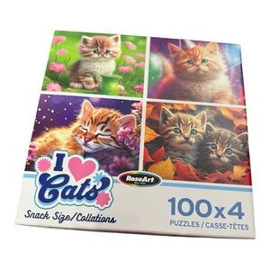 RoseArt I Love Cats 100-Piece Puzzles Set of 4 Snack Size Kittens